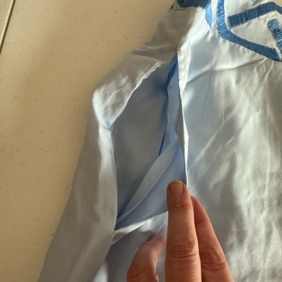 Women’s L NWT Emily McCarthy Sky Blue High Waist Scalloped Dressy Shorts - Picture 12 of 15